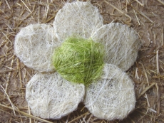 Sisal Blüte 15 cm Creme / Grün