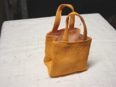 Jute Pflanztasche Orange Klein mit Henkel