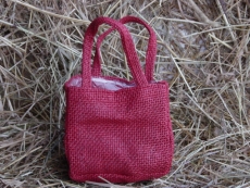 Jute Pflanztasche Rot Klein mit Henkel